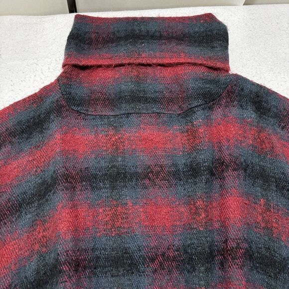 BCBGeneration Women's One Size Poncho Sweater Turtleneck Red Gray Striped Tunic - Picture 2 of 10